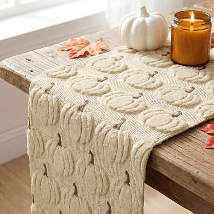 Artoid Mode Beige Soft Faux Fur Fall Table Runner 13x48 Inch | Seasonal Kitchen - Image 5