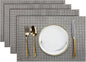 New Star Foodservice 28195 Crossweave Woven Vinyl Placemats, Set of 4, Electrum Silver