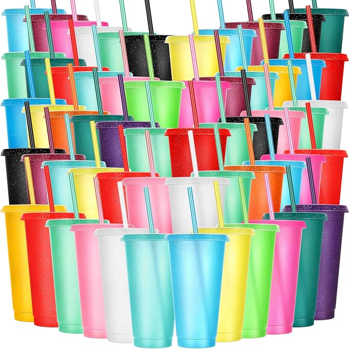Honeydak 60 Pack Tumbler with Straw and Lid Bulk Cups by Honeydak