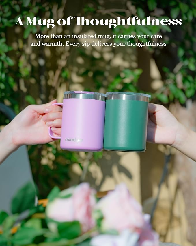 12oz Insulated Coffee Mug with Lid – Includes Two Lids, Stainless Steel Coffee - Image 8