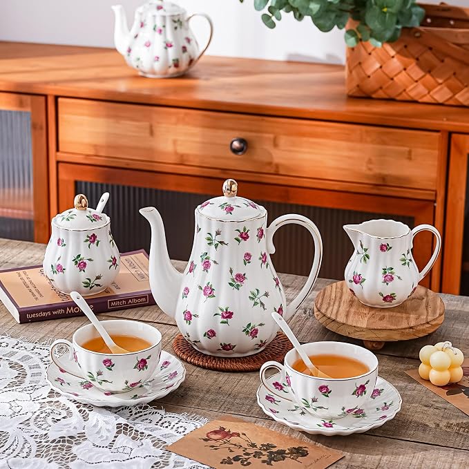 Rose Flowers Ceramic Tea Set，Tea Sets - Image 4