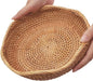 8.7" Wave Small Wicker Basket, Artisanal Key Bowl for Entryway Table, Decorative Bowl for Kitchen Counter, Bedside, Living Room, Natural Woven Fruit Bowl, Purse Bowl, Rattan Bread Basket