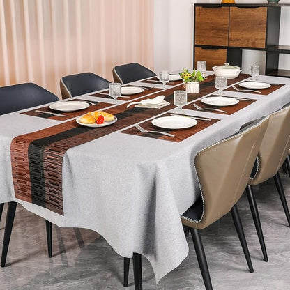 Table Runner 71 Inches Long, Vinyl Woven Farmhouse Table Runners | Washable - Image 6