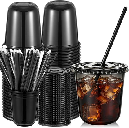 Ziliny 50 Sets 12 oz Black Plastic Cups by Ziliny