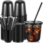 Ziliny 50 Sets 12 oz Black Plastic Cups by Ziliny