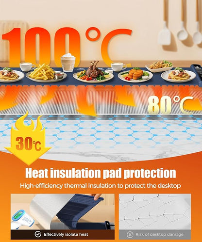 Warming Mat for Food, 46x15 Inch, Dark Blue, Fast Heat, Child Lock | Includes - Image 2