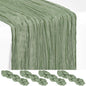 Showgeous 4 Pack Sage Green Cheesecloth Table Runner, 17 x 108 Inches | Boho by Showgeous
