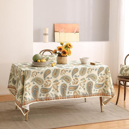 patdrea Designer Vintage French Rectangle Table Cloth,Italian Floral Wrinkle Free Farmhouse Tablecloth,Decor Table Cover for Kitchen Dining,Christmas,Tea Party,Thanksgiving,55"x79"-Lysaniya