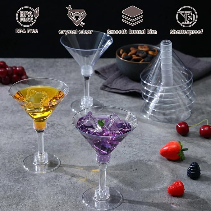 CALBODE 40 Pack Plastic Martini Glasses 5 Oz Disposable Cocktail Cups | Tall - Image 6