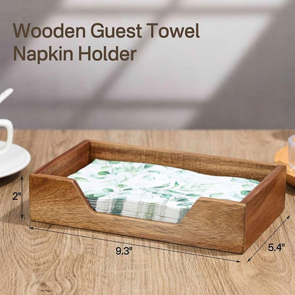 Guest Towel Napkin Holder, Disposable Hand Towel Holder | Wooden Guest Towel - Image 2