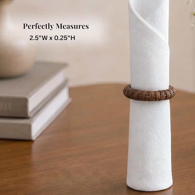 Handmade Napkin Ring Set of 12 Rustic Farmhouse Table Accessories Durable Cane - Image 4