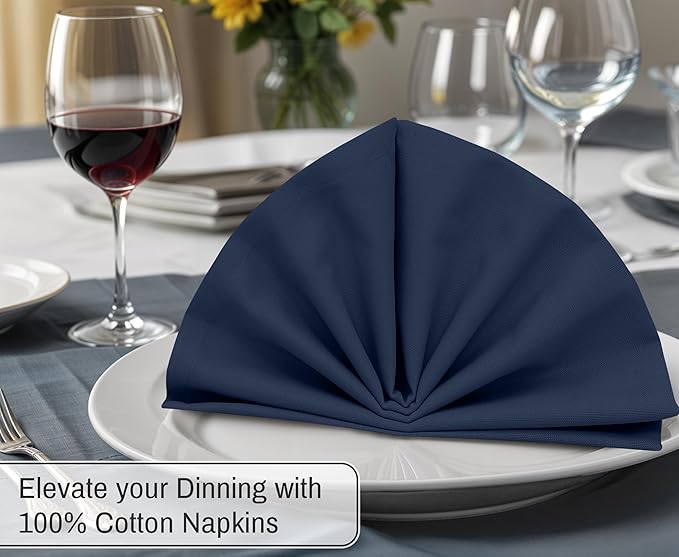 Ruvanti Cloth Napkins Set of 12, 18x18 Inches, 100% Cotton, Washable, Soft & Absorbent, Perfect for Wedding, Christmas, ‎Thanksgiving Dinners - Pageant Blue