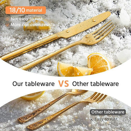 Gold Silverware Set, 20 Piece Flatware Cutlery Set - Image 8
