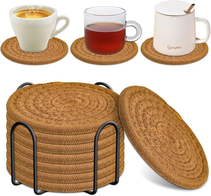 8 Pcs Drink Coasters with Holder, Absorbent Coasters by Mckanti