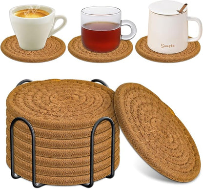 8 Pcs Drink Coasters with Holder, Absorbent Coasters by Mckanti