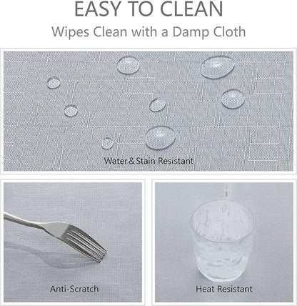 Textured Rectangle Tablecloth 60x104 inch Table Cloth Water Resistant Wrinkle Free Spill-Proof, Decorative Fabric Table Cover Washable for Banquet Parties Event Holiday Dinner, Light Grey