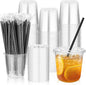 tchrules 100 Set 12oz Clear Round Bottom Plastic Cups by Tchrules