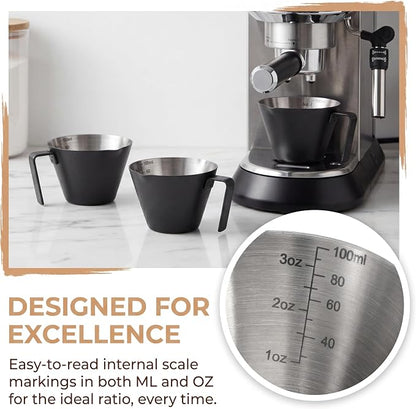 4 Pack Stainless Steel Espresso Measuring Cup, 3.4OZ/100ML Double Spout - Image 3