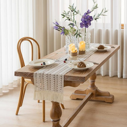 Keketoarrange Boho Macrame Table Runner 12x108 Inch | Woven Burlap Rustic - Image 3