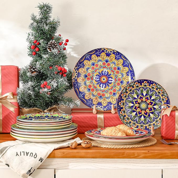Colorful Ceramic Plate Set of 6 – 8.7 Inch Bohemian Porcelain Plates - Image 8