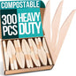 Disposable Wooden Knives - 300pcs - Heavy Duty & Extra Sharpened - Our Guilt-Free FSC Certified Wood Protects Forests - A Great Alternative to Bamboo Knives