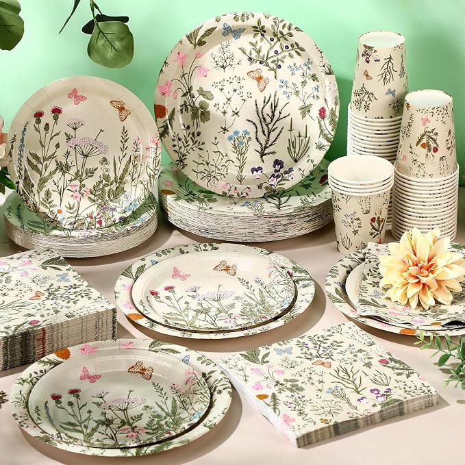 250 Pcs Wildflower Party Decorations Include Spring Summer Floral Paper Plates - Image 6