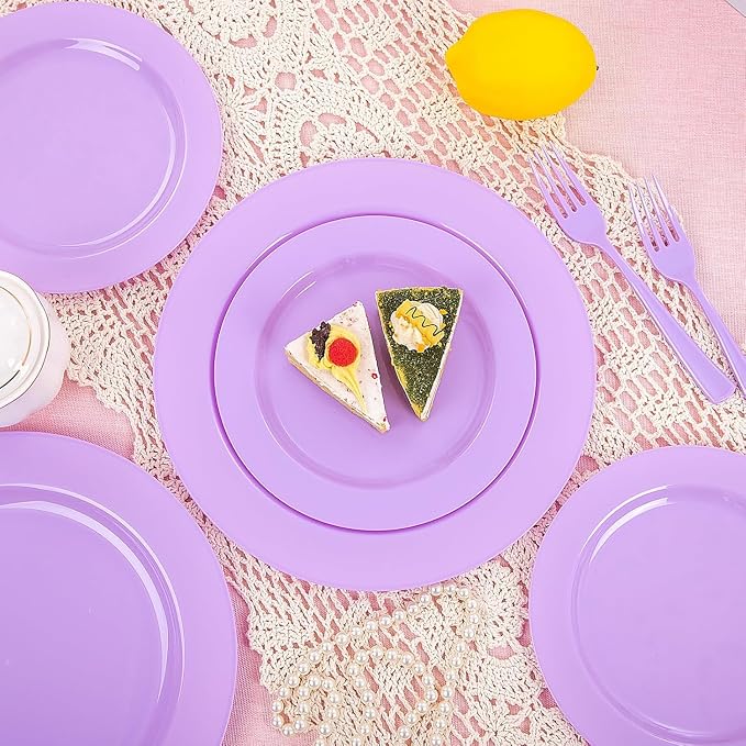 KIRE 150 PCS Purple Plastic Plates - Image 8