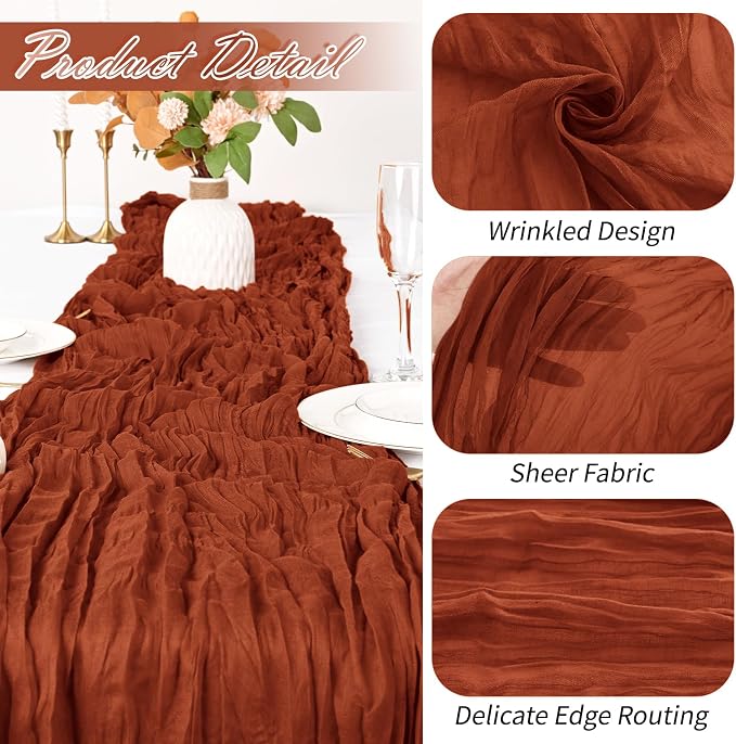 15 Pack Terracotta Cheesecloth Table Runner 17 x 108 inch Cheese Cloth Table - Image 3