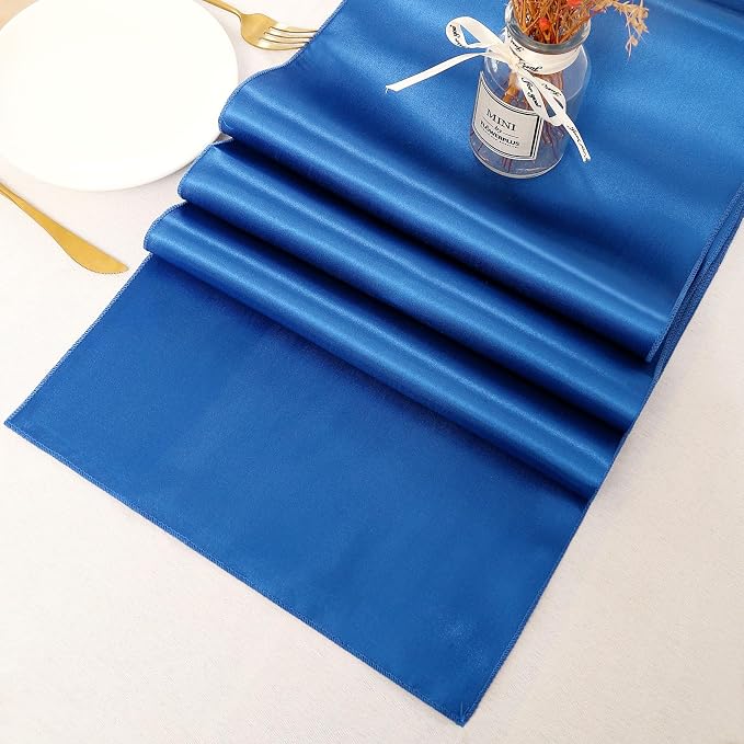 Navy Table Runners 20 Pack 12x108 inch Silk Satin Smooth Fabric | Satin Table - Image 2