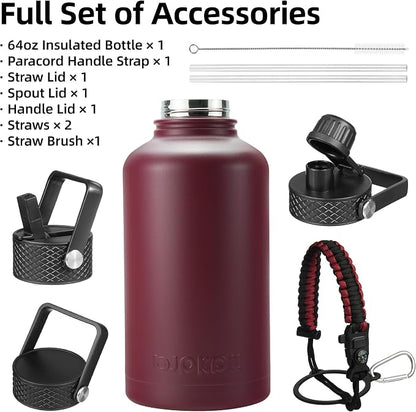 BJPKPK 64oz Insulated Water Bottle, Half Gallon Water Jug - Image 3