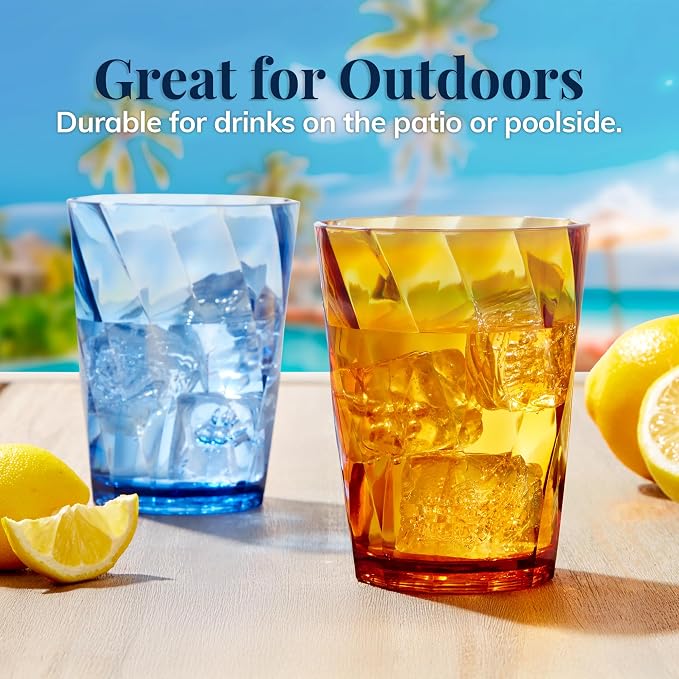 US Acrylic Optix Plastic Reusable Drinking Glasses 14oz Rocks Cups in Jewel - Image 7
