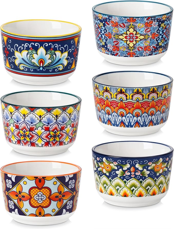 vancasso 6 Oz Ramekins Oven Safe Set of 6, Ceramic Baking Souffle Dishes | by vancasso