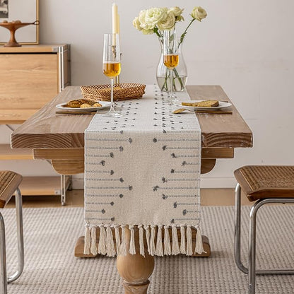 Joyfol Day Boho Table Runner, Farmhouse Stripe Cotton Table Runners - Image 3