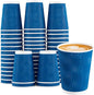 Lamosi 12 oz Insulated Coffee Cups Disposable - 50 Count Blue Paper Coffee Cups No Lids 12oz, Corrugated Ripple Wall Design for Hot Cold Drinks