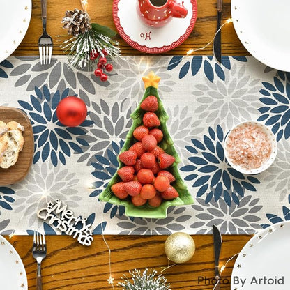 Artoid Mode Dahlia Aqua Floral Pinnata Flower Winter Table Runner, Seasonal - Image 4