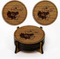 LazerEdge Kansas Jayhawks Wooden Coaster Set - Cherry Wood - Officially Licensed Product - 4-Pack