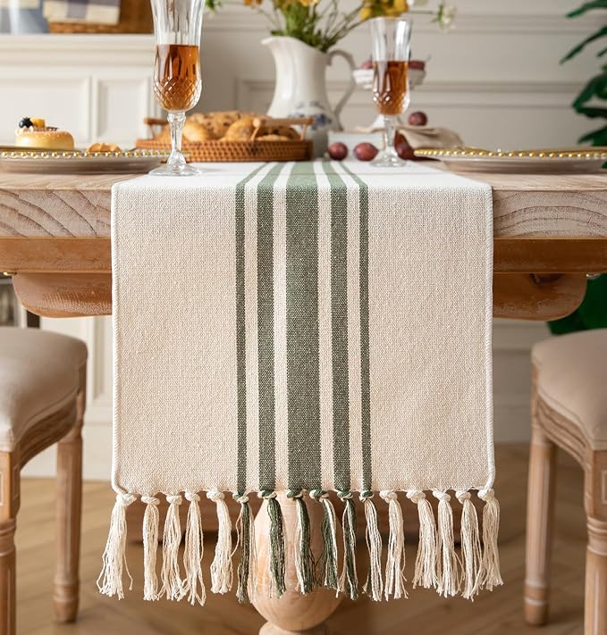 Boho Table Runner for Modern Farmhouse Decor, Dining Table décor 13 x 108 Inch by Caflife