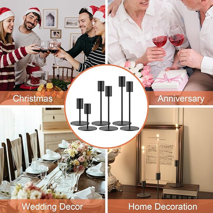 Set of 6 Black Taper Candle Holders Candlestick Holders, Decor Candle Stick Candle Holder for Table or Mantel Centerpiece, Wedding, Dinning, Party Home Decor