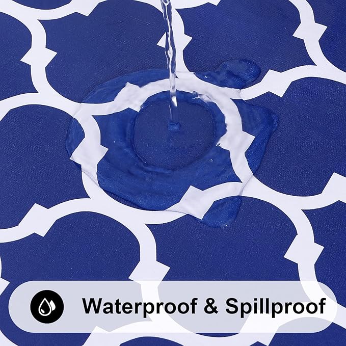Smiry Square Table Cloth, Waterproof Vinyl Tablecloth with Flannel Backing for Square Tables, Wipeable Spillproof Plastic Tablecloths for Dining, Camping, Indoor and Outdoor (70"x70", Navy)
