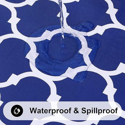 Smiry Square Table Cloth, Waterproof Vinyl Tablecloth with Flannel Backing for Square Tables, Wipeable Spillproof Plastic Tablecloths for Dining, Camping, Indoor and Outdoor (70"x70", Navy)