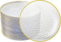 100PCS Clear and Gold Plastic Plates, 7 Inch Disposable Dessert Plates with Gold Rim, Heavy Duty Stone Texture Plastic Plates for Party and Weddings