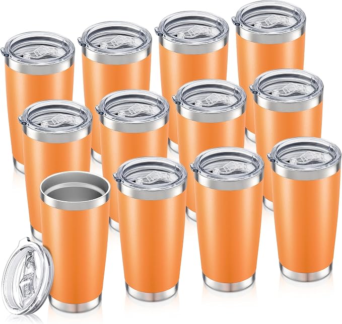 20oz Tumbler Bulk with Lid Stainless Steel Tumblers, 12 Pack | Leak Proof Lid by Unknown