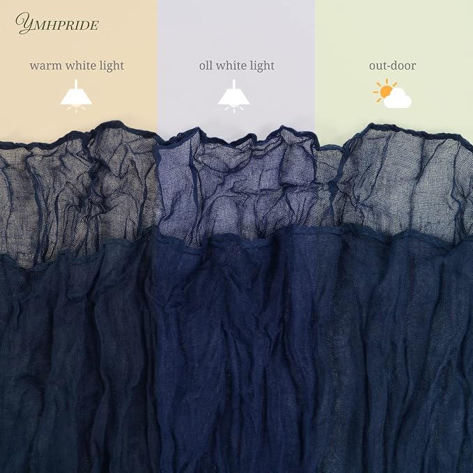 YMHPRIDE 12 Pack Cheesecloth Table Runner 35x120in Navy Blue Table Runner | - Image 5