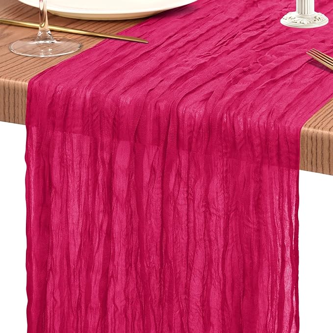 30 Pack Cheesecloth Table Runner 10FT Hot Pink Table Runner Boho Gauze Cheese - Image 9