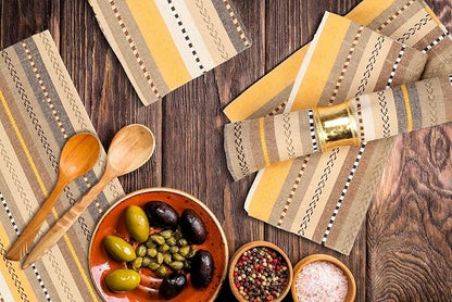 Lightnpro Salsa Stripes Cloth Napkins Set of 12 – Wedding, Christmas & Holiday Table Napkins, Machine Washable Cloth Napkins for Special Occasions & Everyday Use - 18x18 Inch Beige Multi