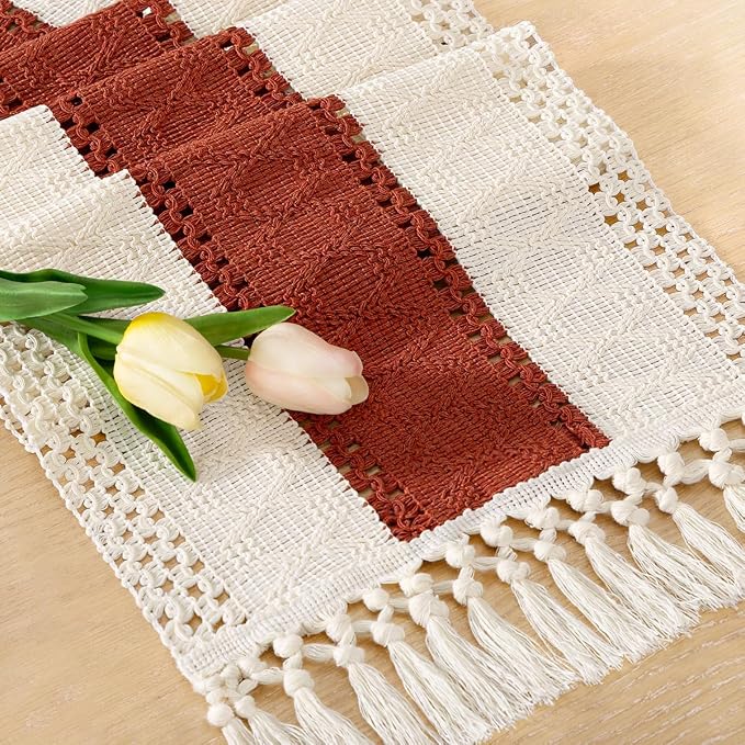 Boho Table Runner Summer Farmhouse Rustic Dining Dresser Scarf Home Decor | by Socomi