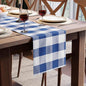 Encasa XO Table Runner, Woven Cotton Dining Runner 13"x118" Buffalo Blue Checks by EncasaXO