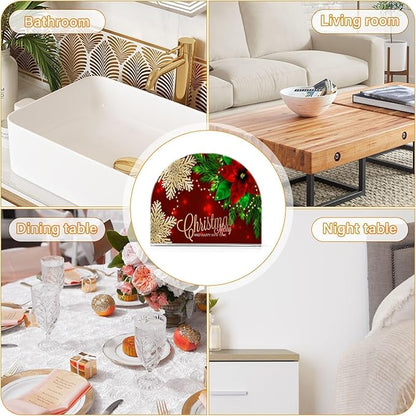 Napkin Holder Christmas Poinsettia and Snowflakes Crystal Clear Acrylic Napkin Holders Paper Napkin Holder Dining Table Dispenser for Kitchen Restaurant Home Decor Bar Accessories
