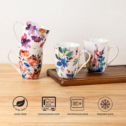 GBhome Floral Coffee Mugs Set of 6, 12 oz Ceramic Coffee Cups Set | Classic - Image 5