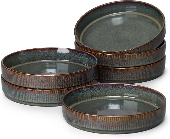 E-far Pasta Bowls Set of 6, 35oz Large Salad Bowl Plate by E-far